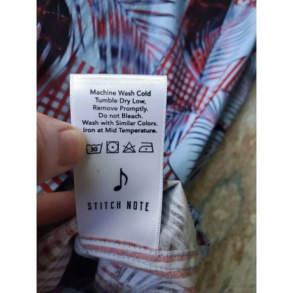Stitch Note Shirt Mens Sz XXL Short Sleeve Egyptian Cotton Button Down Geometric - Picture 5 of 7
